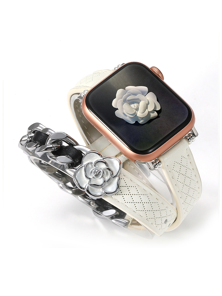Camellia Double Tour Leather Apple Watch Band - Tatanband