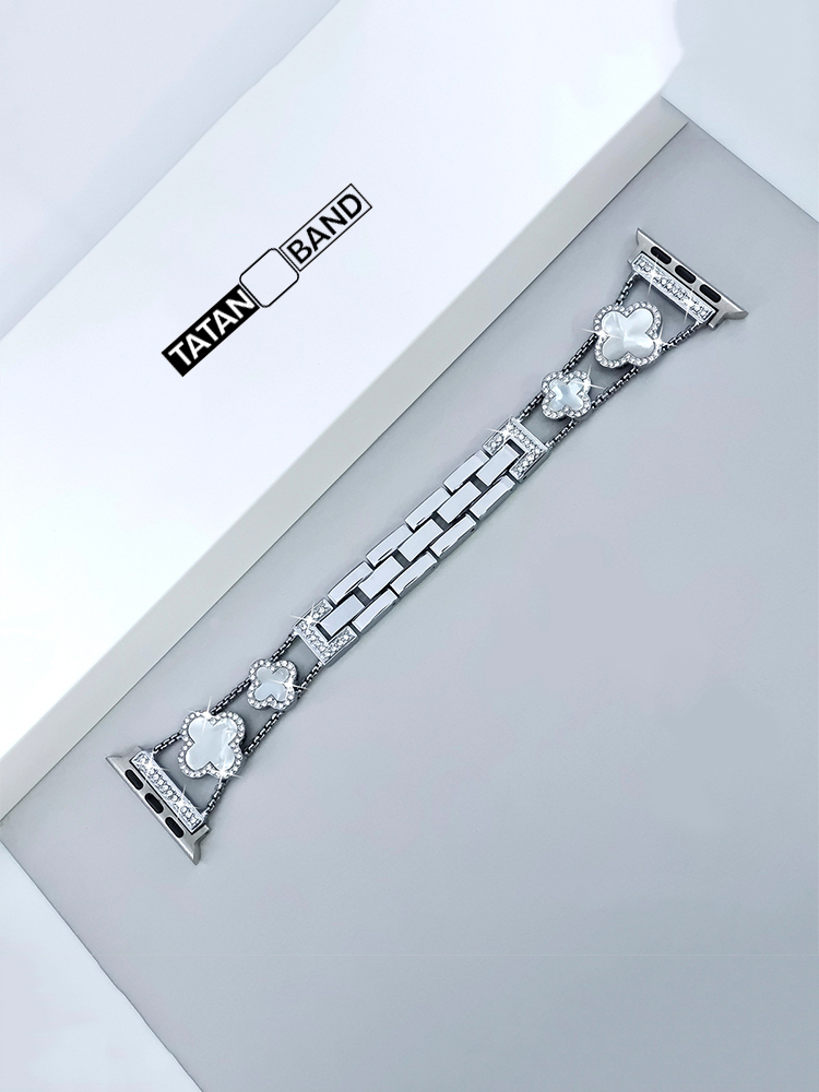 Four-leaf Clover Fritillaria Rhinestone Inlaid Band for Apple Watch