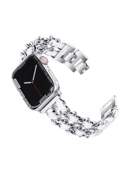 Double Row Leather with Stainless Steel Band for Apple Watch
