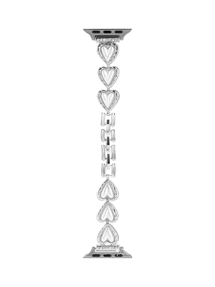 Love Heart Pearl Chain Stainless Steel Apple Watch Band - Tatanband