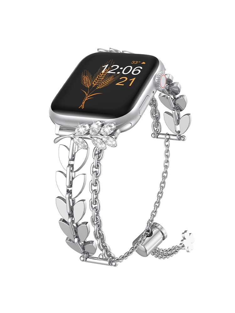 Wheat Spike Chain with Zircon Inlaid Stainless Steel Band