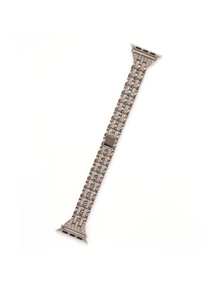 Double Row Rhinestone 5-link Stainless Steel Band