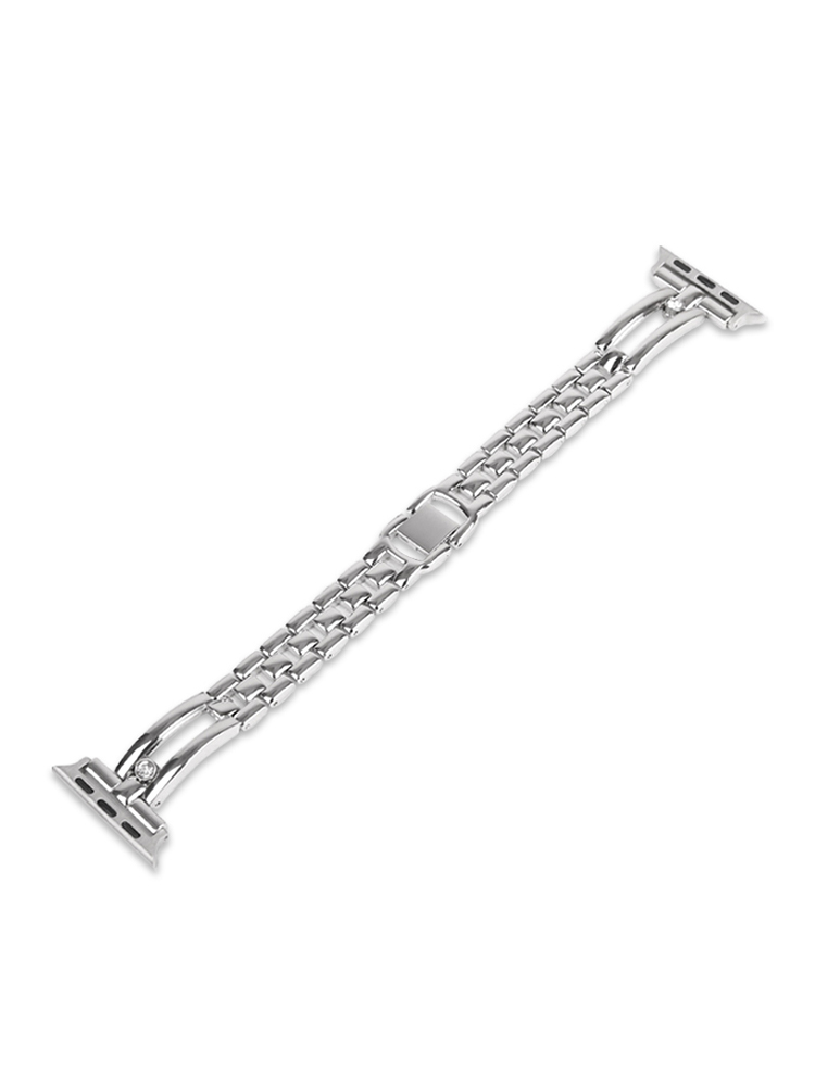 Double Arch Single Diamond Adorned Stainless Steel Band