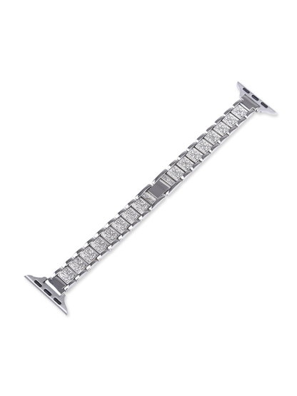 Rhinestone-Set Slim Stainless Steel Bracelet