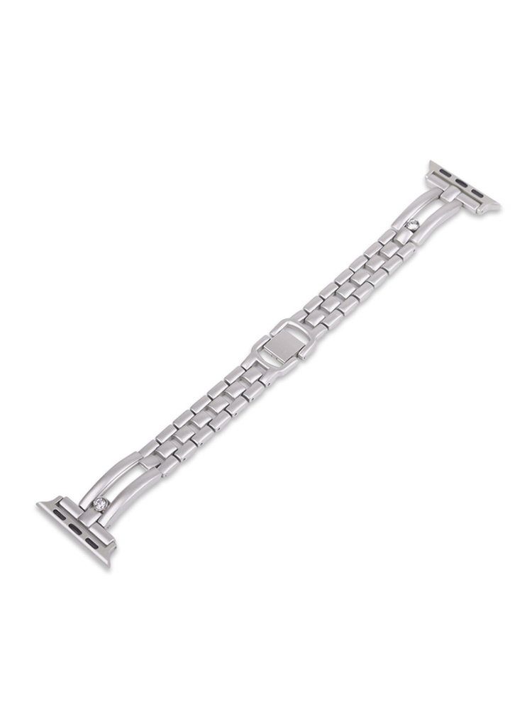Double Arch Single Diamond Adorned Stainless Steel Apple Watch Band