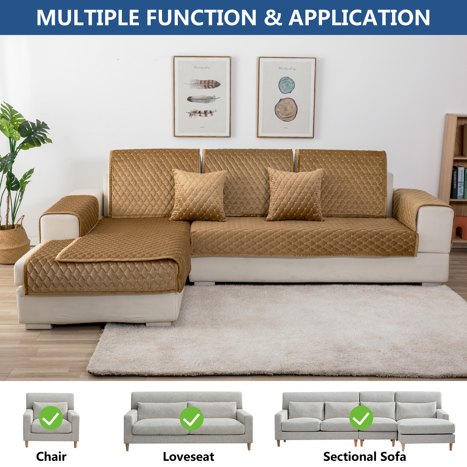 Eismodra Couch Cover,Sectional Couch Covers,Sofa Covers for 3 Cushion 