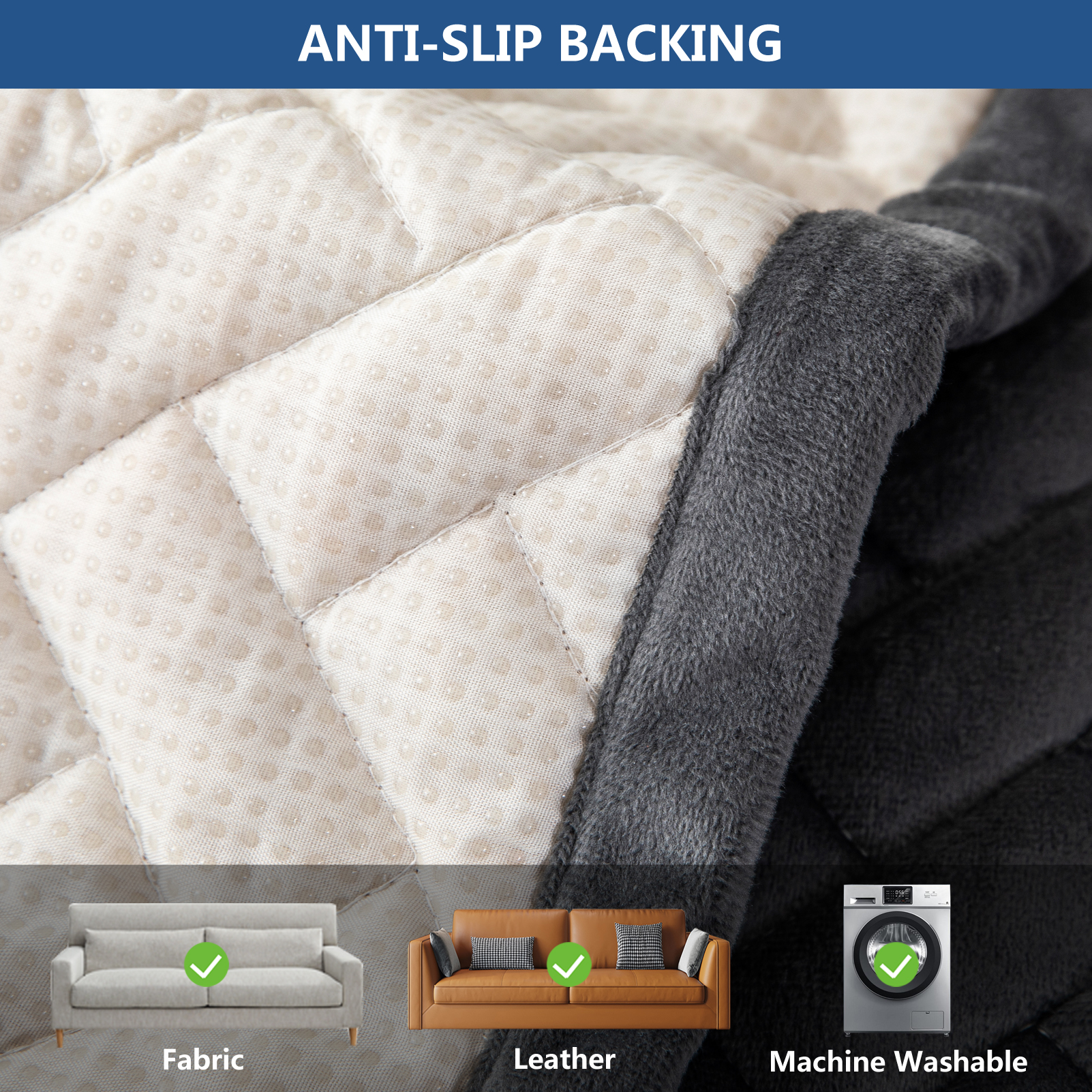 Eismodra Couch Cover,Sectional Couch Covers,Sofa Covers for 3 Cushion Couch,Anti-Slip Sofa Slipcovers for Dogs Cats Kids Loveseat Recliner L Shaped Armrest Backrest,Dark Gray(Only 1 Piece)