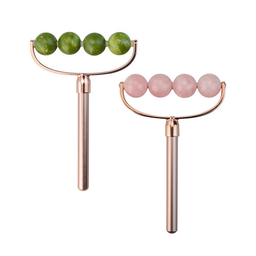 Rose Quartz Crystal Portable Face Body Massager Natural Pink Jade Roll