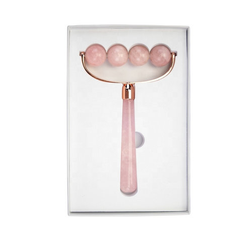 Rose Quartz Crystal Portable Face Body Massager Natural Pink Jade Roll