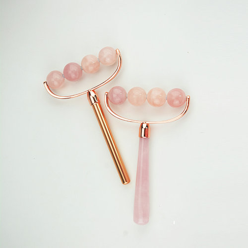 Rose Quartz Crystal Portable Face Body Massager Natural Pink Jade Roll