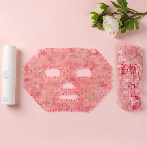 New product luxury pink rose quartz sleep jade stone face eye mask for