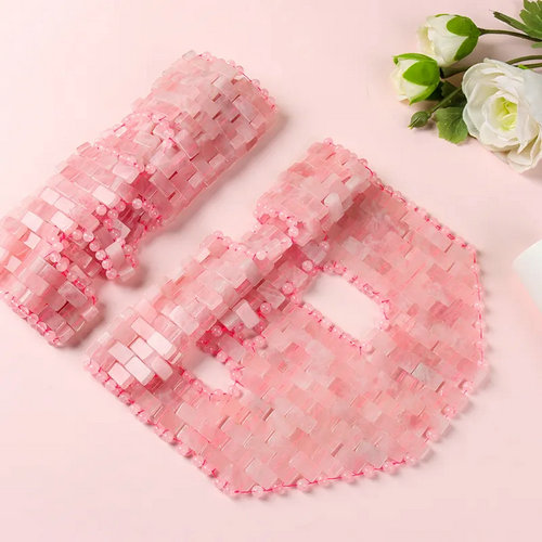 New product luxury pink rose quartz sleep jade stone face eye mask for