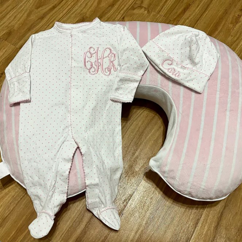 Personalized Baby Girl Pink Tiny Dots Coming Home Outfit