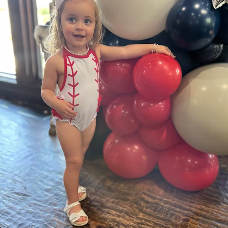 Girl's Baseball Halter Baby Romper Summer Outfit