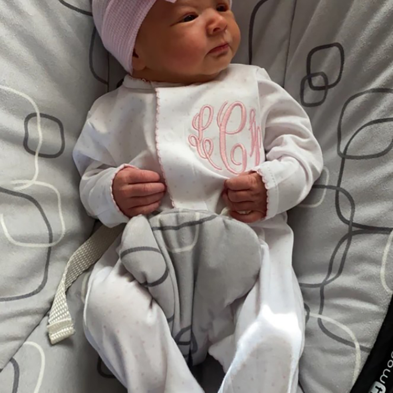 Personalized Baby Girl Pink Tiny Dots Coming Home Outfit
