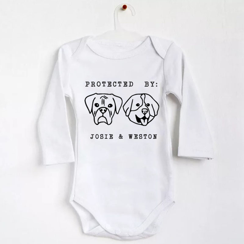 Customization Protected By Dog Name Onesie,Baby Shower Gift