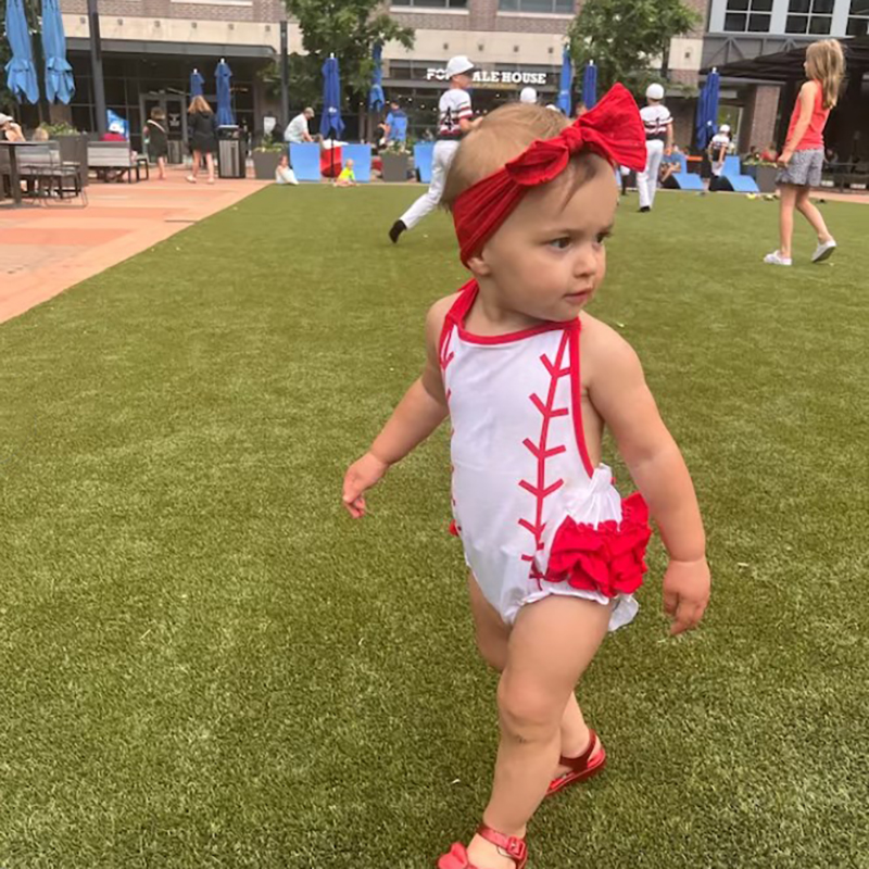 Girl's Baseball Halter Baby Romper Summer Outfit