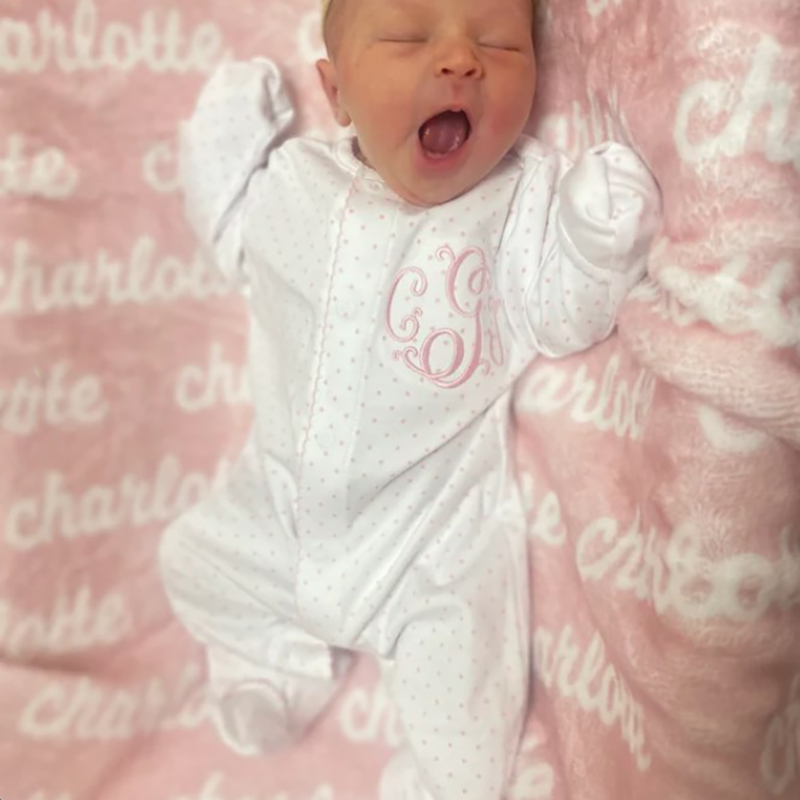 Personalized Baby Girl Pink Tiny Dots Coming Home Outfit