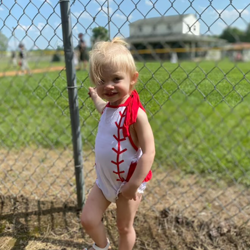 Girl's Baseball Halter Baby Romper Summer Outfit