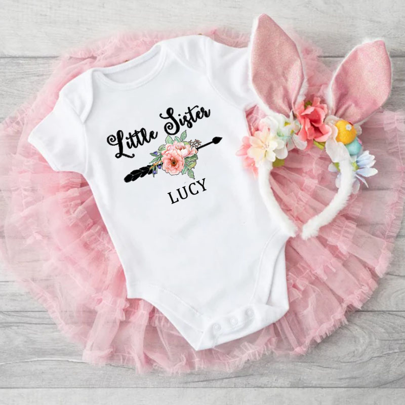 Customalized Big sister little sister set named matching Baby Onesie&K