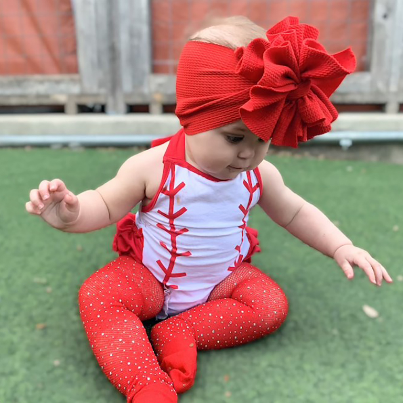 Girl's Baseball Halter Baby Romper Summer Outfit