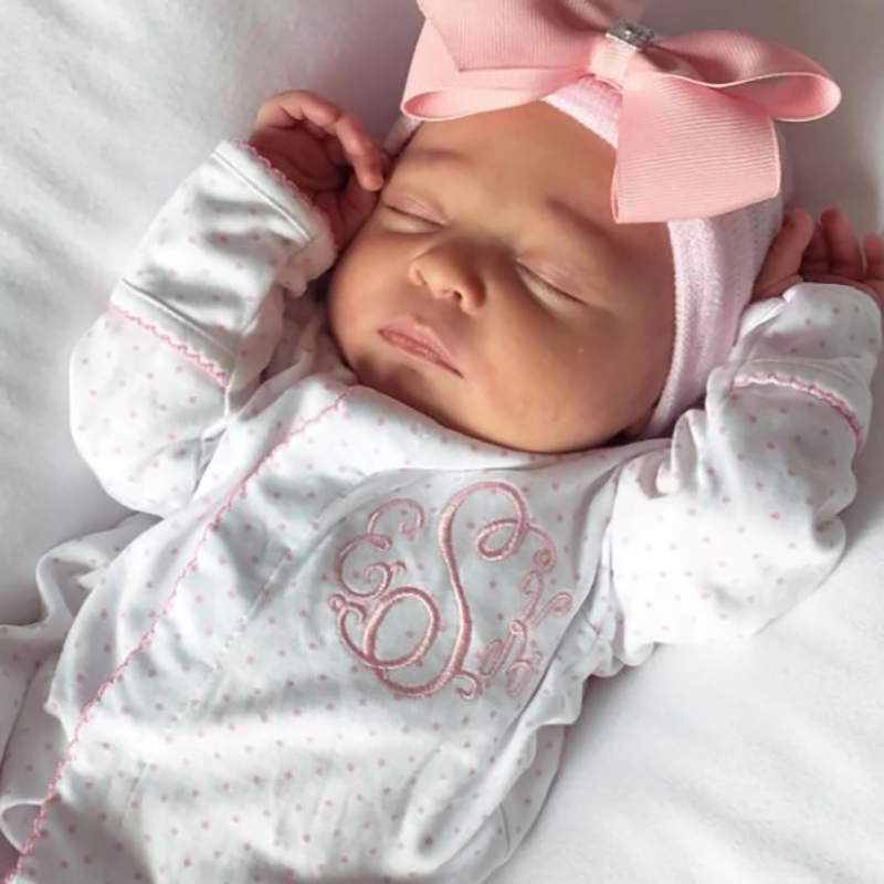 Personalized Baby Girl Pink Tiny Dots Coming Home Outfit