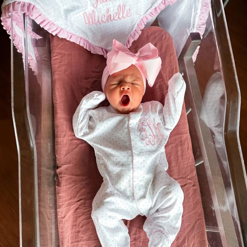 Personalized Baby Girl Pink Tiny Dots Coming Home Outfit