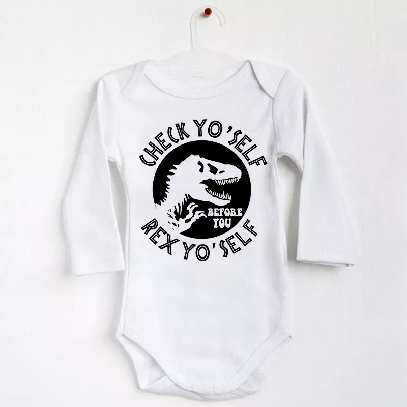 Check Yo'self & Rex Yo'Self Dinosaur Baby boy girl unisex Onesie