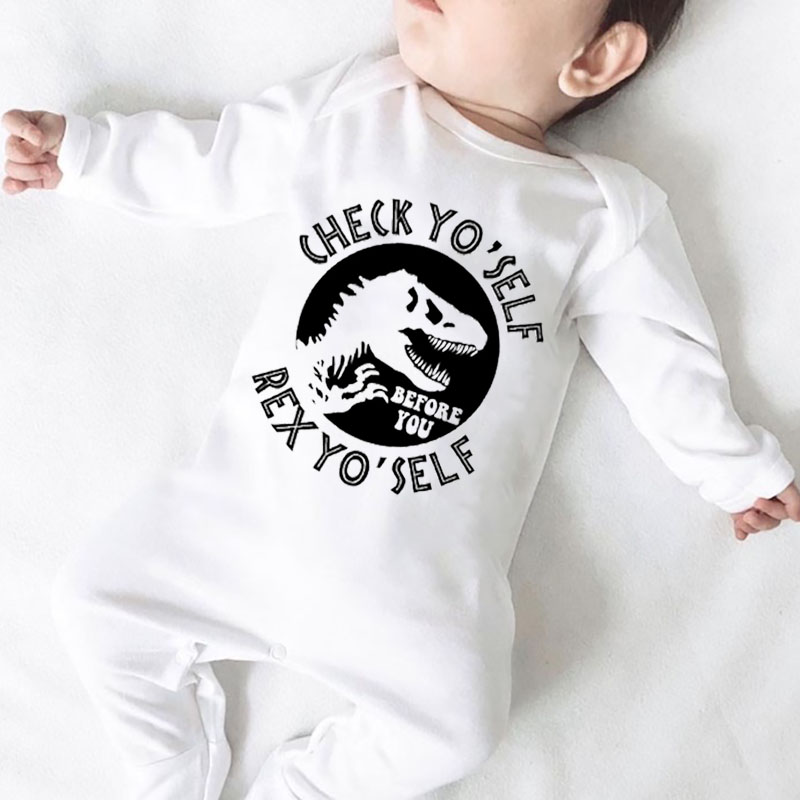 Check Yo'self & Rex Yo'Self Dinosaur Baby boy girl unisex Onesie