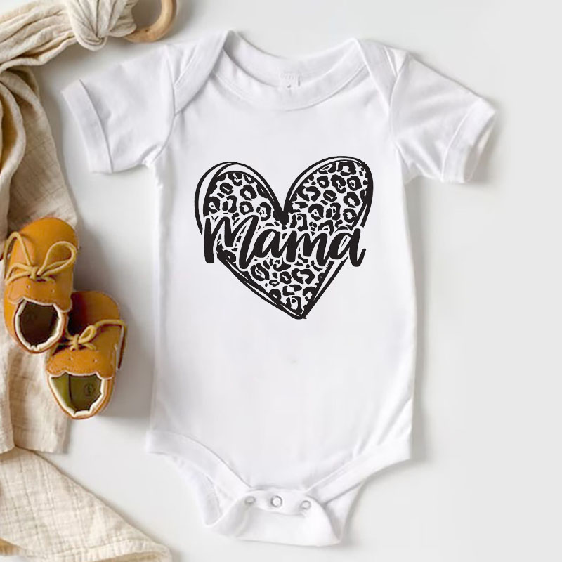 [Adult Tee]Happy Mother'day Mama Heart Leopard Matching Shirt