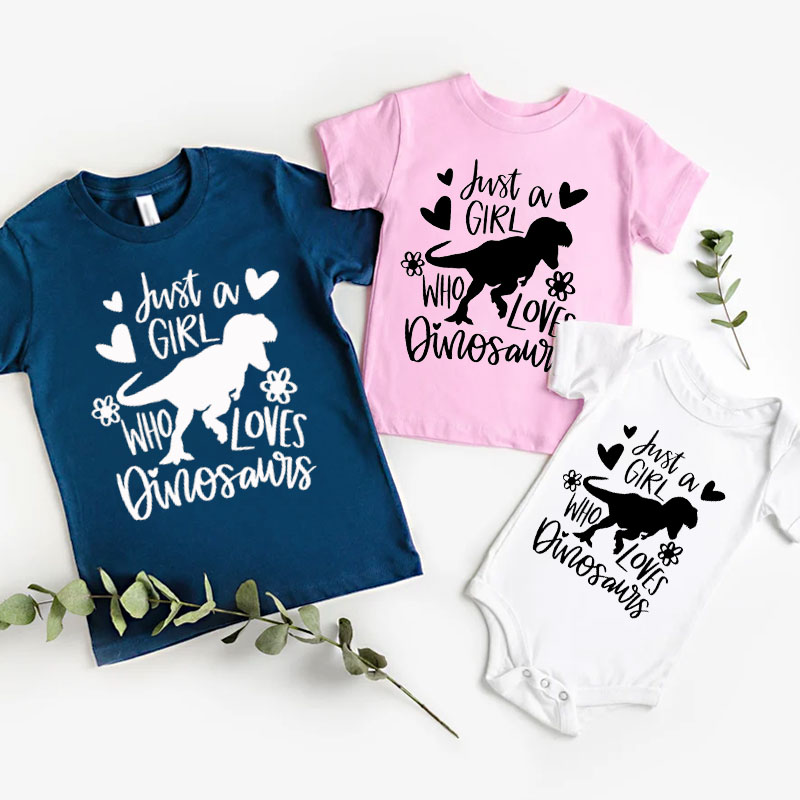 Girl Who Loves Dinosaur Baby Girl Onesie&Kids Shirt