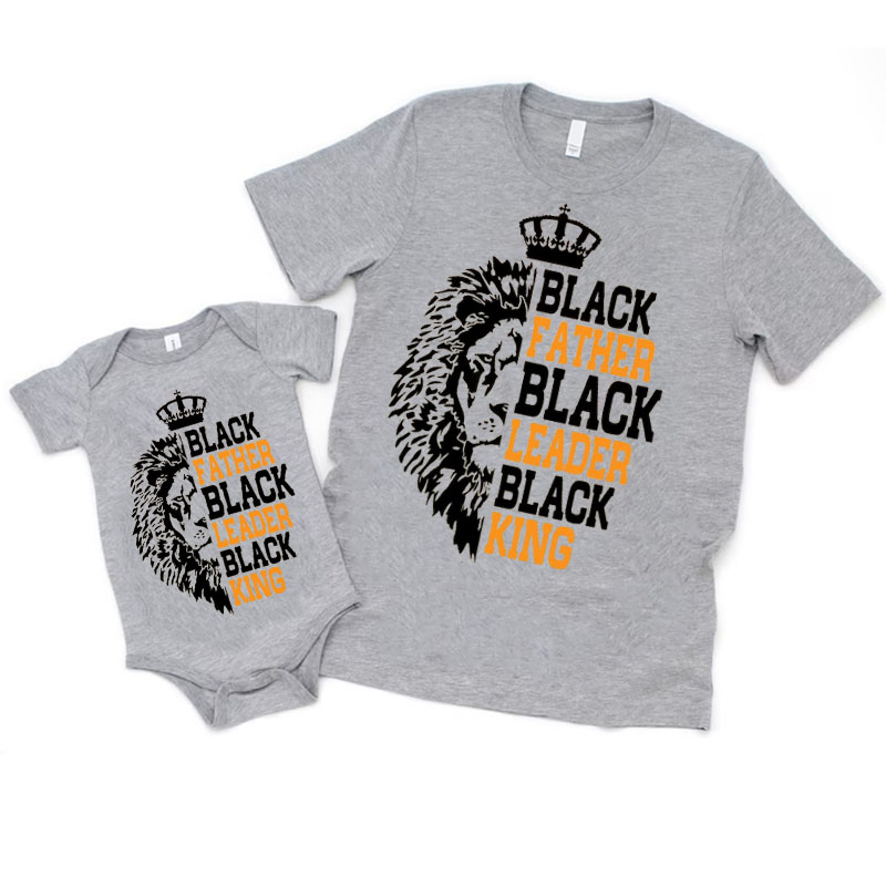 [Adult Tee]Father's Day Lion-Black Father Black Leader Black King Matc