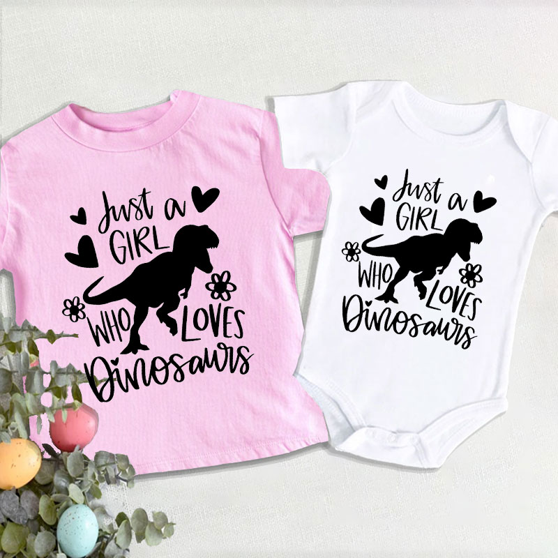 Girl Who Loves Dinosaur Baby Girl Onesie&Kids Shirt