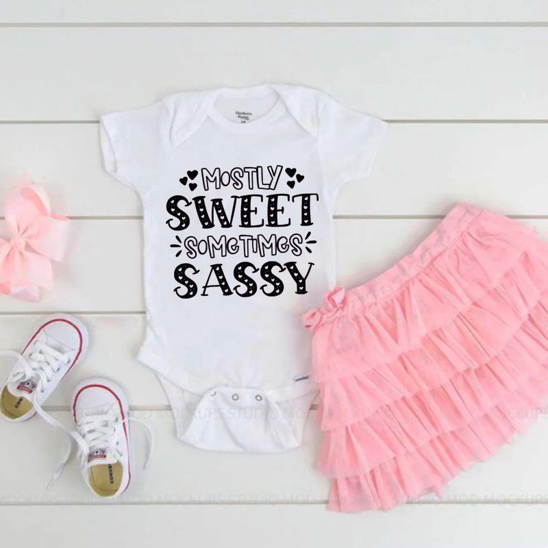 Mostly Sweet Sometimes Sassy Baby Girl Onesie&Kids Shirt