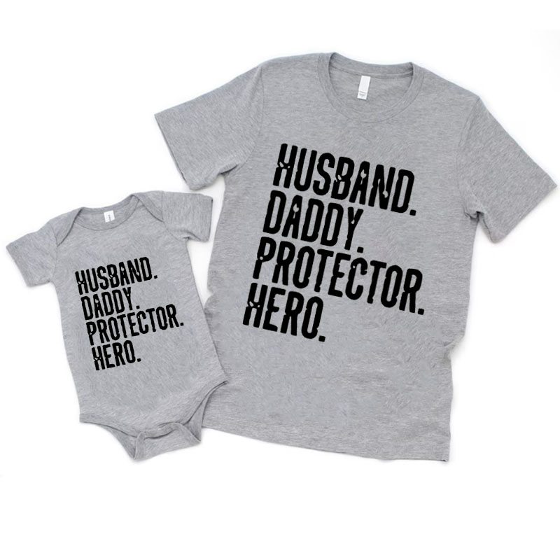 [Adult Tee]Father's Day Husband Daddy Protector Hero Matching Shirt