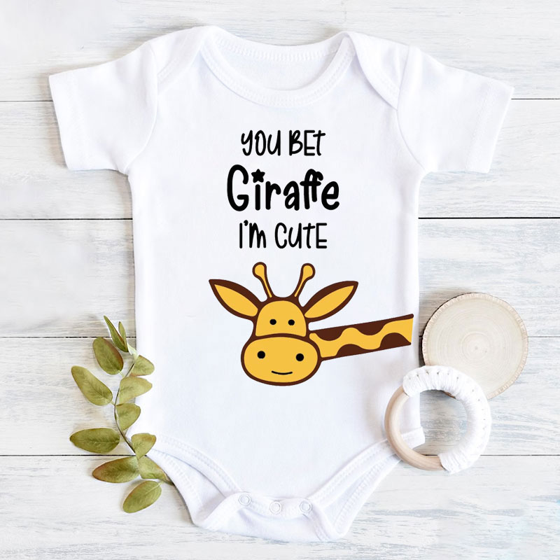 Personalised You bet giraffe I'm cute Baby unisex Onesie