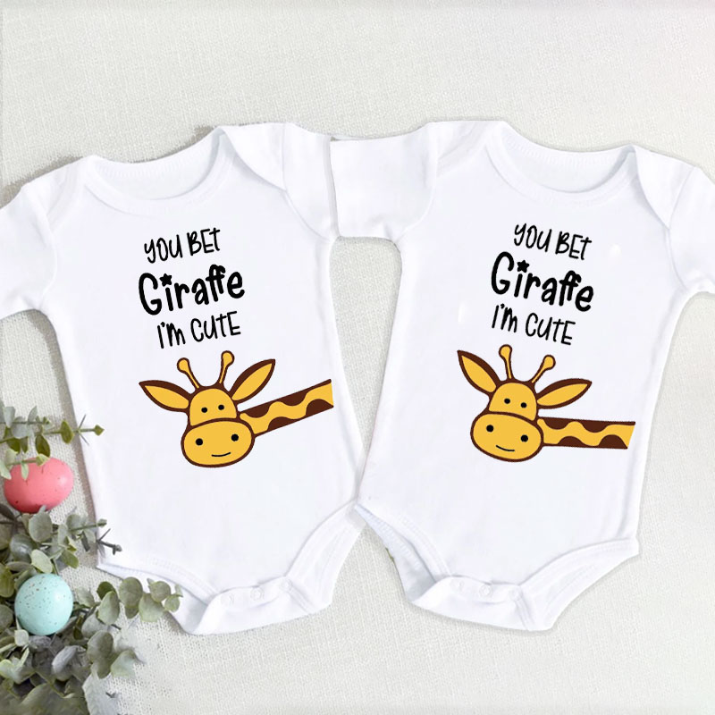 Personalised You bet giraffe I'm cute Baby unisex Onesie