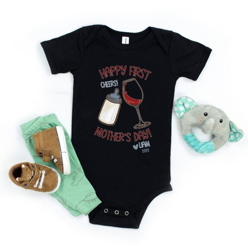 [Adult Tee] Mommy Baby Boy Cheers Matching Shirt Mother's Day Gift
