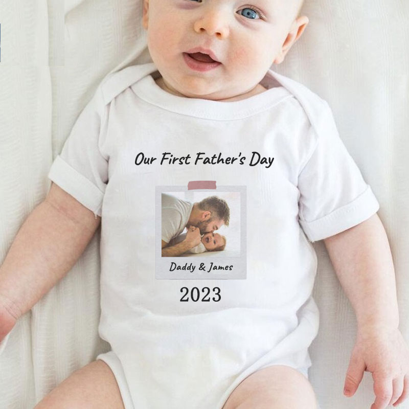 [Adult Tee]Personalised Father's Day Polaroid Photo Matching Shirt