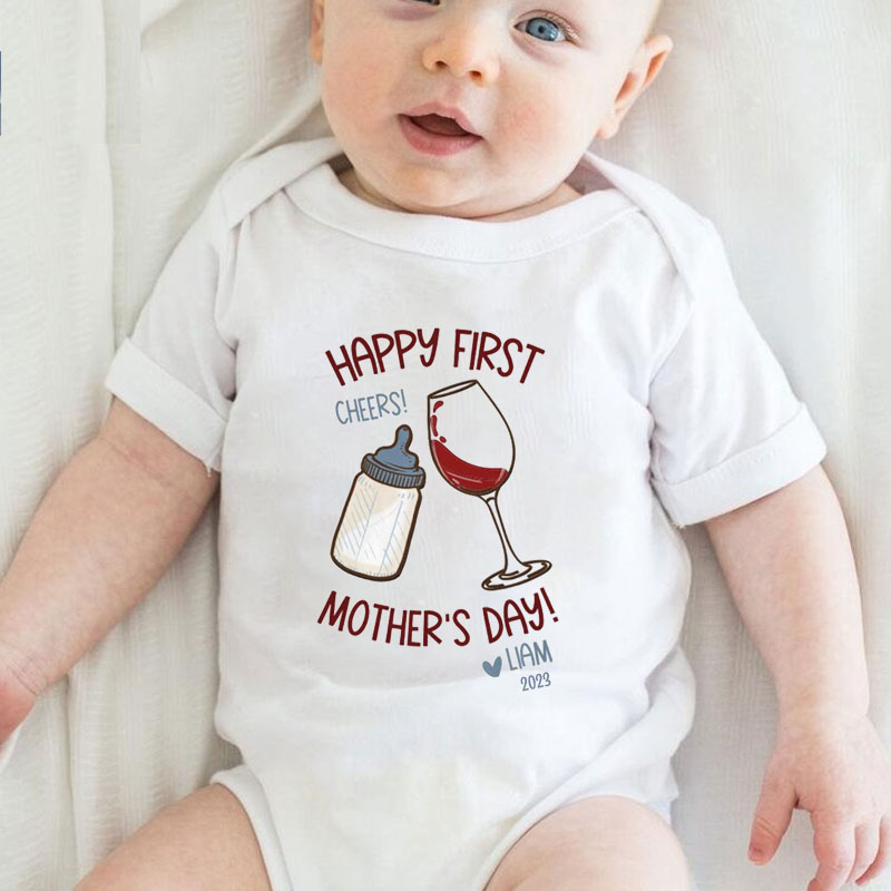 [Adult Tee] Mommy Baby Boy Cheers Matching Shirt Mother's Day Gift