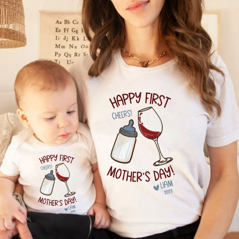 [Baby Bodysuit]Our First Mothers Day Elephant  Matching Bodysuit