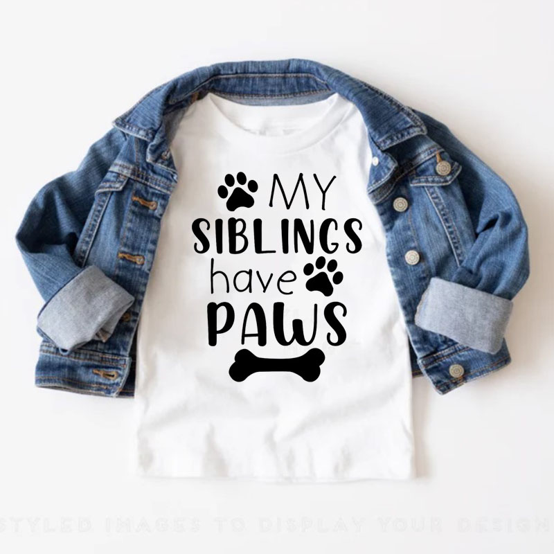 "My Siblings Have Paws" Newburn Cute Baby Onesie&Kids Shirt