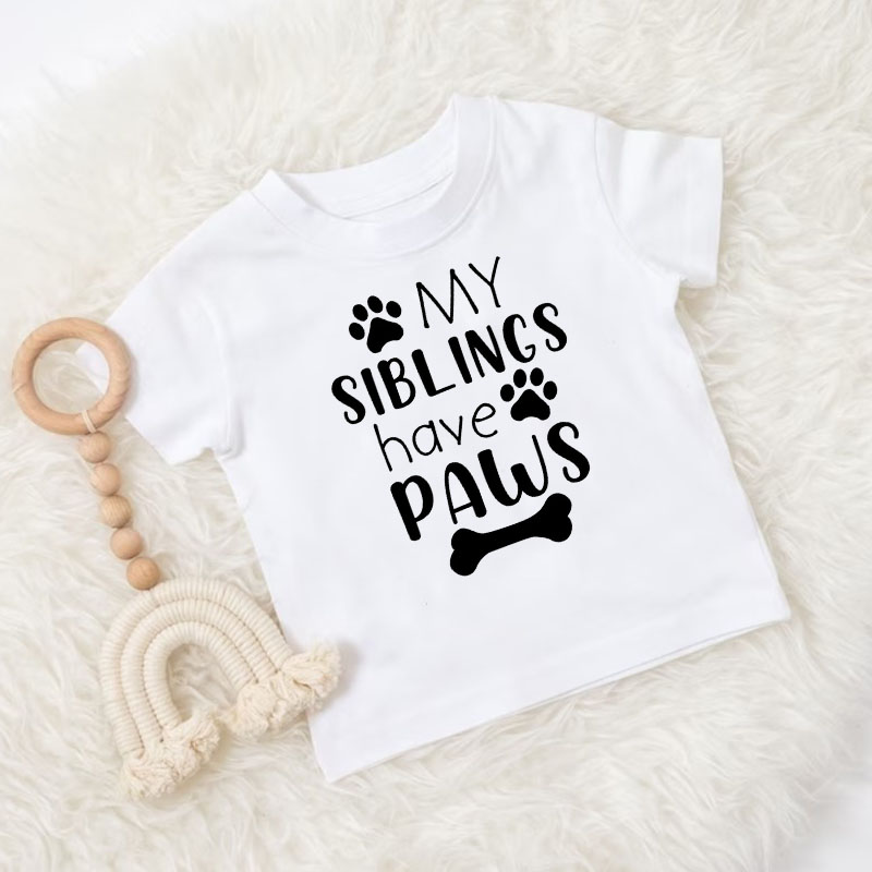 "My Siblings Have Paws" Newburn Cute Baby Onesie&Kids Shirt
