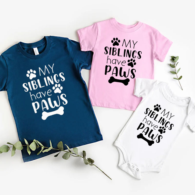 "My Siblings Have Paws" Newburn Cute Baby Onesie&Kids Shirt