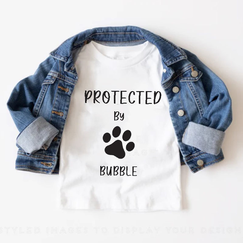 Personalised Custom 'Protected by Dog' Cute Baby Onesie&Kids Shirt