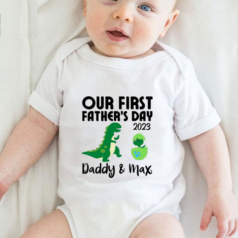[Adult Tee]Customalized Dinosaur Father's Day Matching Shirt