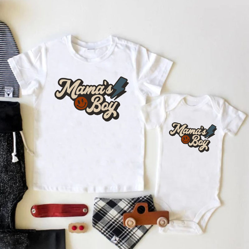 Personalised Mamas Boy Onesie And Kids Shirt