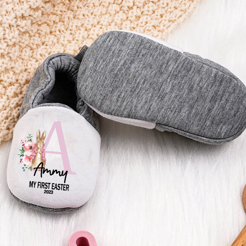 Personalized Custom Bunny Easter Gift For Toddler Baby Booties