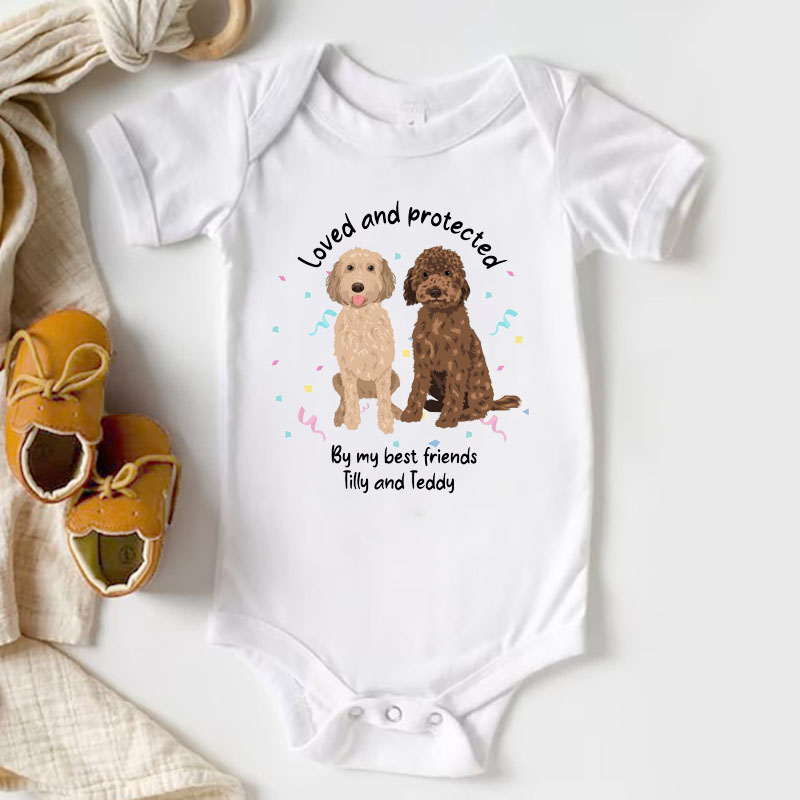 Customization Loved and Protected By Dogs Baby Shower Gift