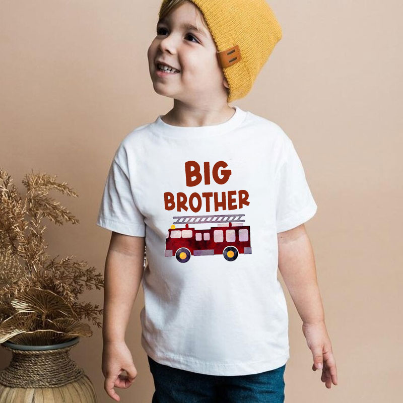 Fire Truck Big Brother Little Brother Outfit, Baby Onesie&Kids Shirt